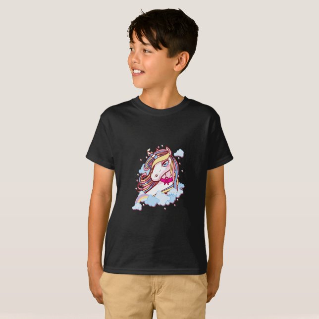 Rosa Ribbon Unicorn Breast Cancer Awareness T Shirt (Hel framsida)