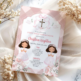 Rosa Ribbon Vapensköld Twillingars Girl First Heli Inbjudningar