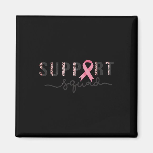 Rosa Ribbon vid Squad Breast Cancer Awareness Leop Magnet (Framsidan)