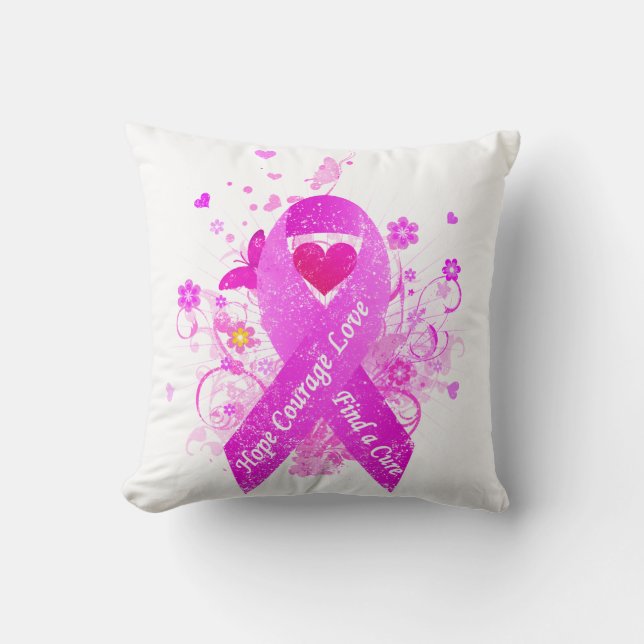 Rosa Ribbon Vintage Kudde (Framsida)