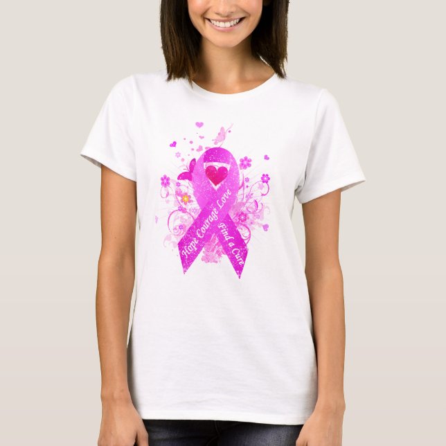 Rosa Ribbon Vintage T Shirt (Framsida)