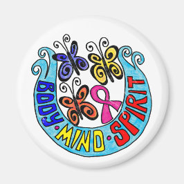 Rosa Ribbon w/ Butterflies och Body Mind Spirit Magnet