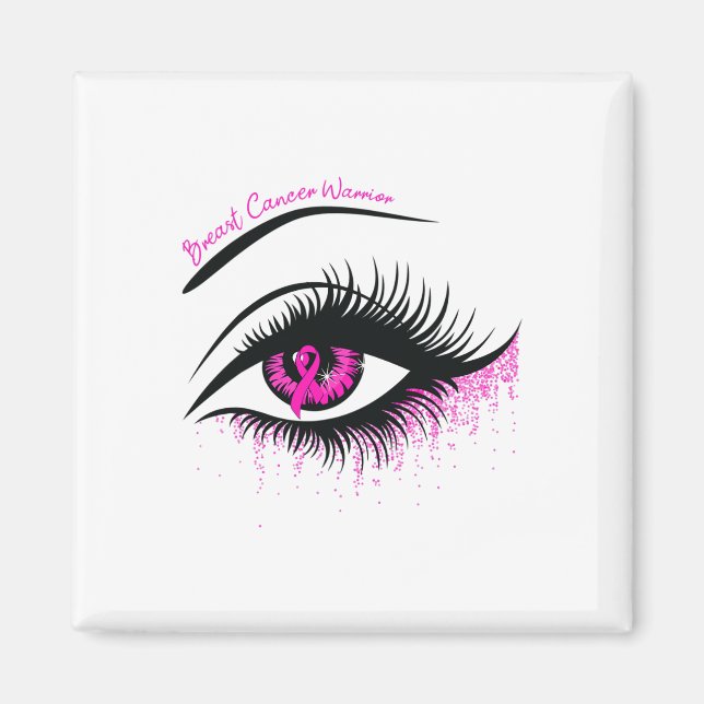 Rosa Ribbon Warrior Breast Cancer Awareness Månad Magnet (Framsidan)