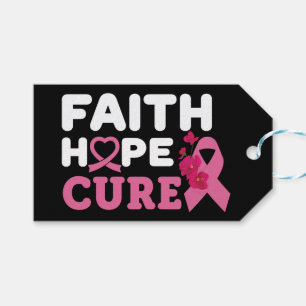 Rosa Ribbon Warrior Fighter Survivor Breast Cancer Presentetikett