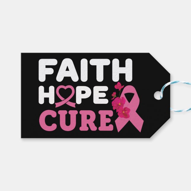 Rosa Ribbon Warrior Fighter Survivor Breast Cancer Presentetikett (Framsidan (Horisontell))