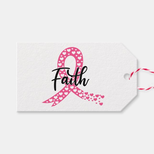 Rosa Ribbon Warrior Fighter Survivor Breast Cancer Presentetikett (Framsidan (Horizontal))