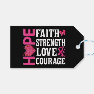 Rosa Ribbon Warrior Fighter Survivor Breast Cancer Presentetikett