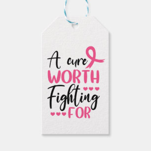 Rosa Ribbon Warrior Fighter Survivor Breast Cancer Presentetikett