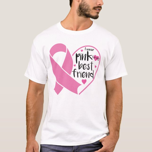 Rosa Ribbon Warrior Friend Breast Cancer Fighter T Shirt (Framsida)