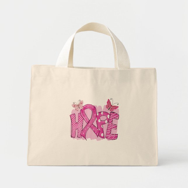 Rosa Ribbon Warrior Survivor Fighter Breast Cancer Mini Tygkasse (Framsidan)