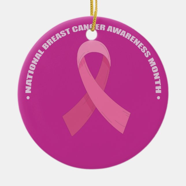 Rosa Ribbon Women Cancer Awareness Breast Cancer Julgransprydnad Keramik (Framsidan)