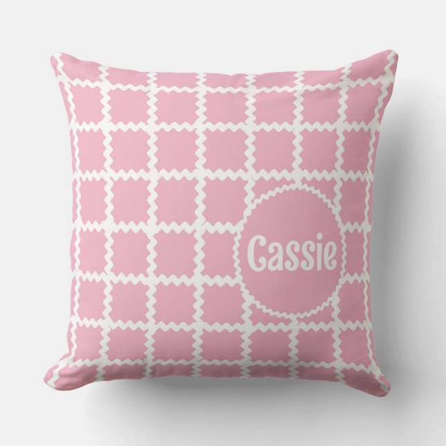 Rosa Ric Rac Check for Girl Kudde (Framsida)