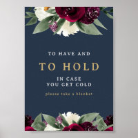 ROSA Rik Burgundy Blommigt Navy Blanket-tecken