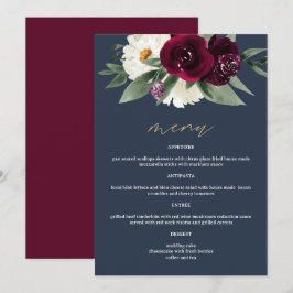 ROSA Rik Burgundy Blommigt Navy Blue 5x7"-meny Meny