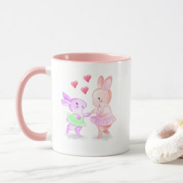 Rosa Rim & Handle Mugg Dancing Bunnies Tutu