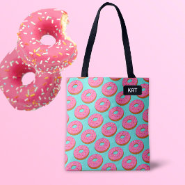 Rosa Ring Donut Toon stil - ditt namn / initialer Tygkasse