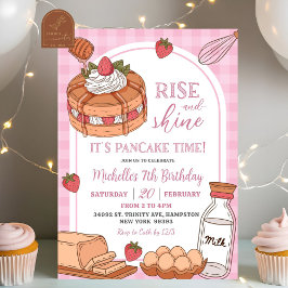 Rosa Rise and Shine-Pannkaksfödelsedag Inbjudningar