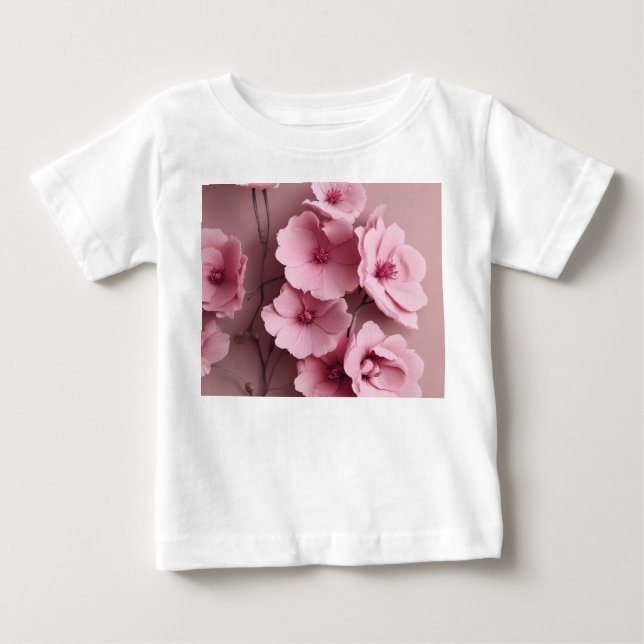 Rosa  Ro Aestetiskt Blommönster T Shirt (Framsida)
