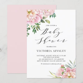 Rosa Ro Blommigt Baby Shower Inbjudningar