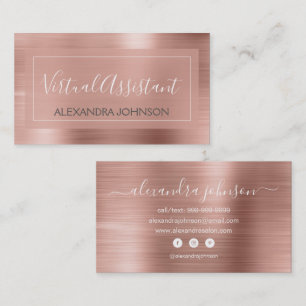 Rosa & Ro Gold Foil Virtuell Assistant Business C Visitkort
