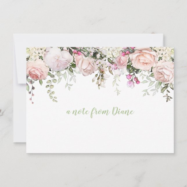  Rosa Ro Greenery Note Card Anteckningskort (Framsida)
