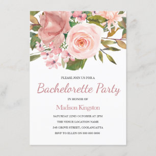Rosa Ro Guld Bachelorette Party Inbjudan