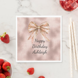 Rosa Ro Guld Bow Birthday Pappersservett