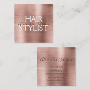 Rosa & Ro Guld Brushed Metall Hair Stylist Fyrkantigt Visitkort