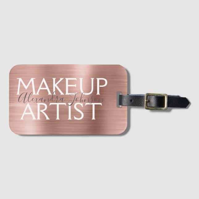 Rosa & Ro Guld Brushed Metall Makeup Artist Bagagebricka (Framsida horisontal)