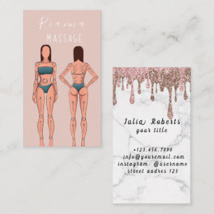 Rosa & Ro Guld Brushed Metall Massage Therapist B Visitkort