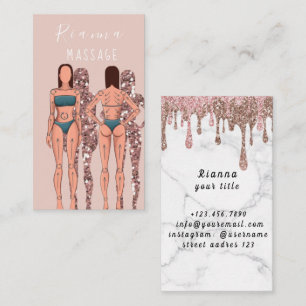 Rosa & Ro Guld Brushed Metall Massage Therapist B Visitkort