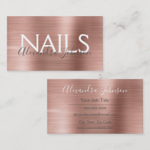 Rosa & Ro Guld Brushed Metall Nail Salon Visitkort