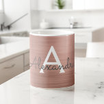 Rosa - Ro Guld Metallic Monogram Namn Kaffemugg<br><div class="desc">Rosa - Ro Faux Metallic Stainless Steel Foil Monogram Namn och Initial Coffee eller Tea Mugg. Kaffet kopp gör perfekten jul eller Söt 16,  18,  30,  40,  50,  60-årsgåva till någon som kärlek är modern och elegant ro guld.</div>