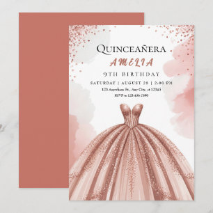 Rosa & Ro Guld Princess Birthday Inbjudningar