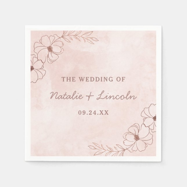  Rosa & Ro guldfetter Chic Bröllop Monogram Pappersservett (Framsidan)