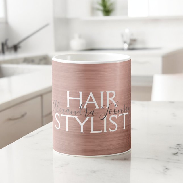  Rosa - Ro guldfoil Hair Stylist-kaffe Kaffemugg (Skapare uppladdad)