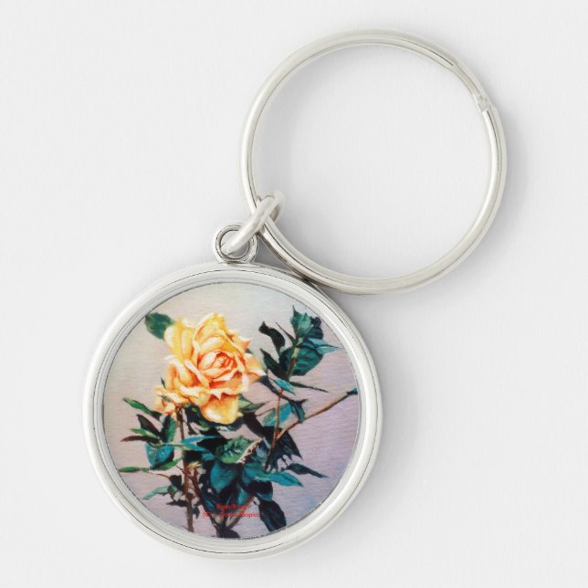 Rosa/Ro Rund Silverfärgad Nyckelring (Framsidan)