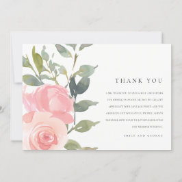 ROSA RO VATTENFÄRGEN BLOMMIGT BRÖLLOP TACK KORT