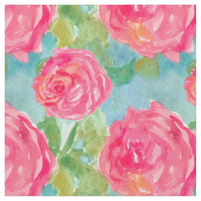 Rosa Ro Watercolor Flower Art Tyg (Närbild)