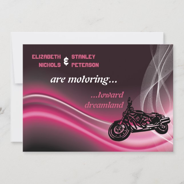 Rosa Road biker bröllopsinbjudan Inbjudningar (Framsida)