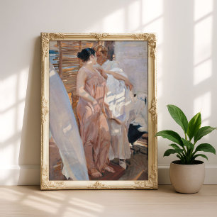 Rosa Robe, efter badplatsen Joaquín Sorolla Poster