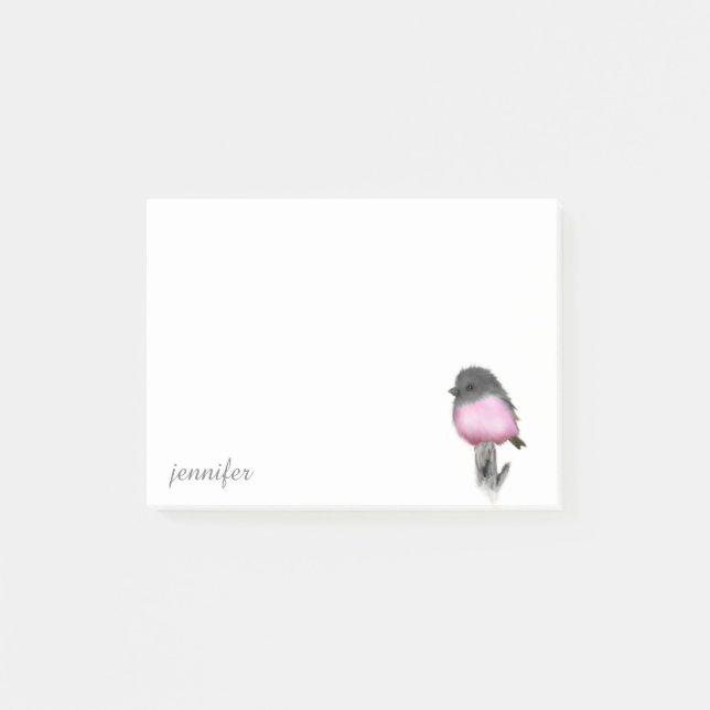 Rosa Robin Bird Post-it® Note Post-it Block (Framsida)