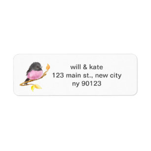 Rosa Robin Bird Returetiketter Returadress Etikett