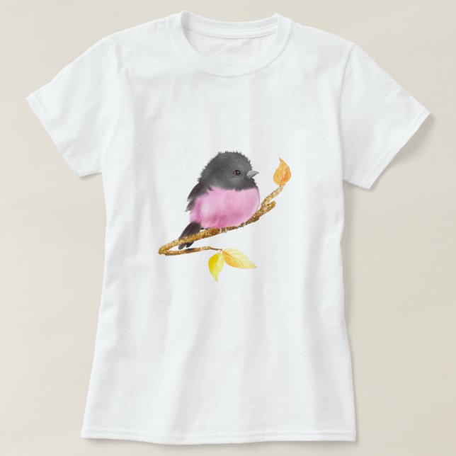 Rosa Robin Bird T-Shirt (Design framsida)