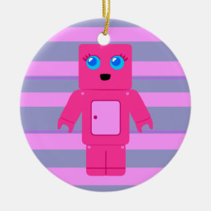 Rosa robot julgransprydnad keramik