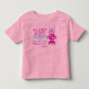 Rosa Robot Matallergi Varnings T-Shirt