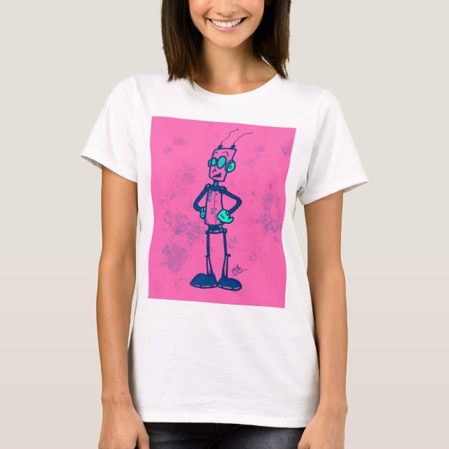 Rosa Robot T Shirt (Framsida)