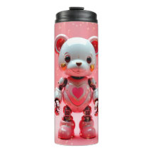 Rosa Robot Teddybjörn Alla Hjärtans Dag Tumbler