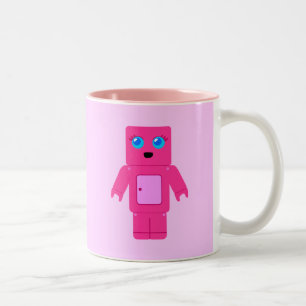 Rosa robot Två-Tonad mugg