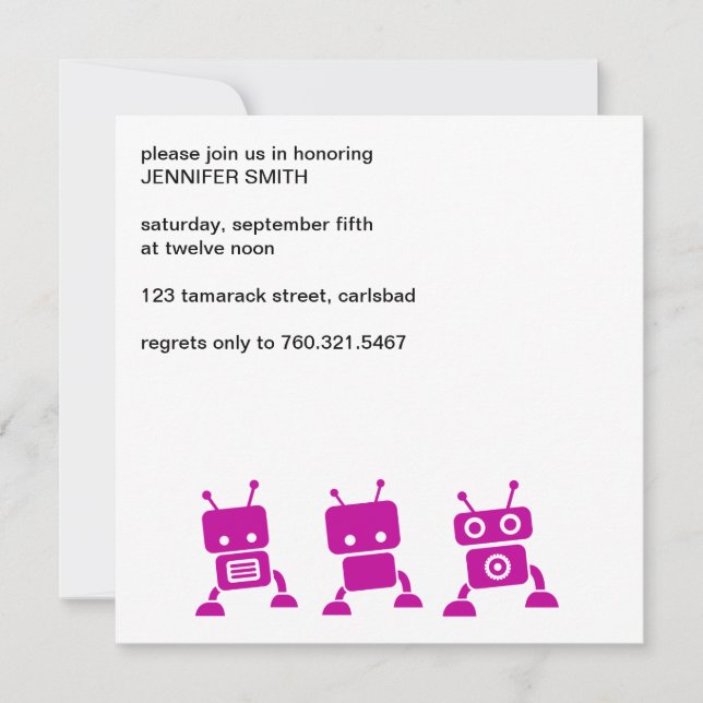 Rosa robotbaby showerinbjudan inbjudningar (Framsida)